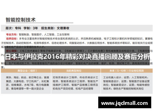 日本与伊拉克2016年精彩对决直播回顾及赛后分析